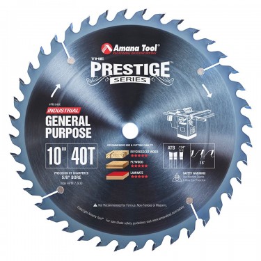 AmanaCarbide Tipped Prestige 10 Inch Dia 40T ATB, 18 Deg, 5/8 Bore